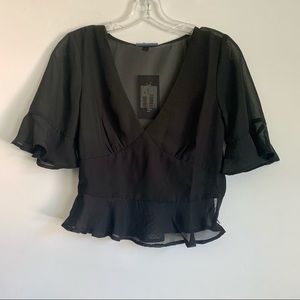 Black Chiffon Crop Top